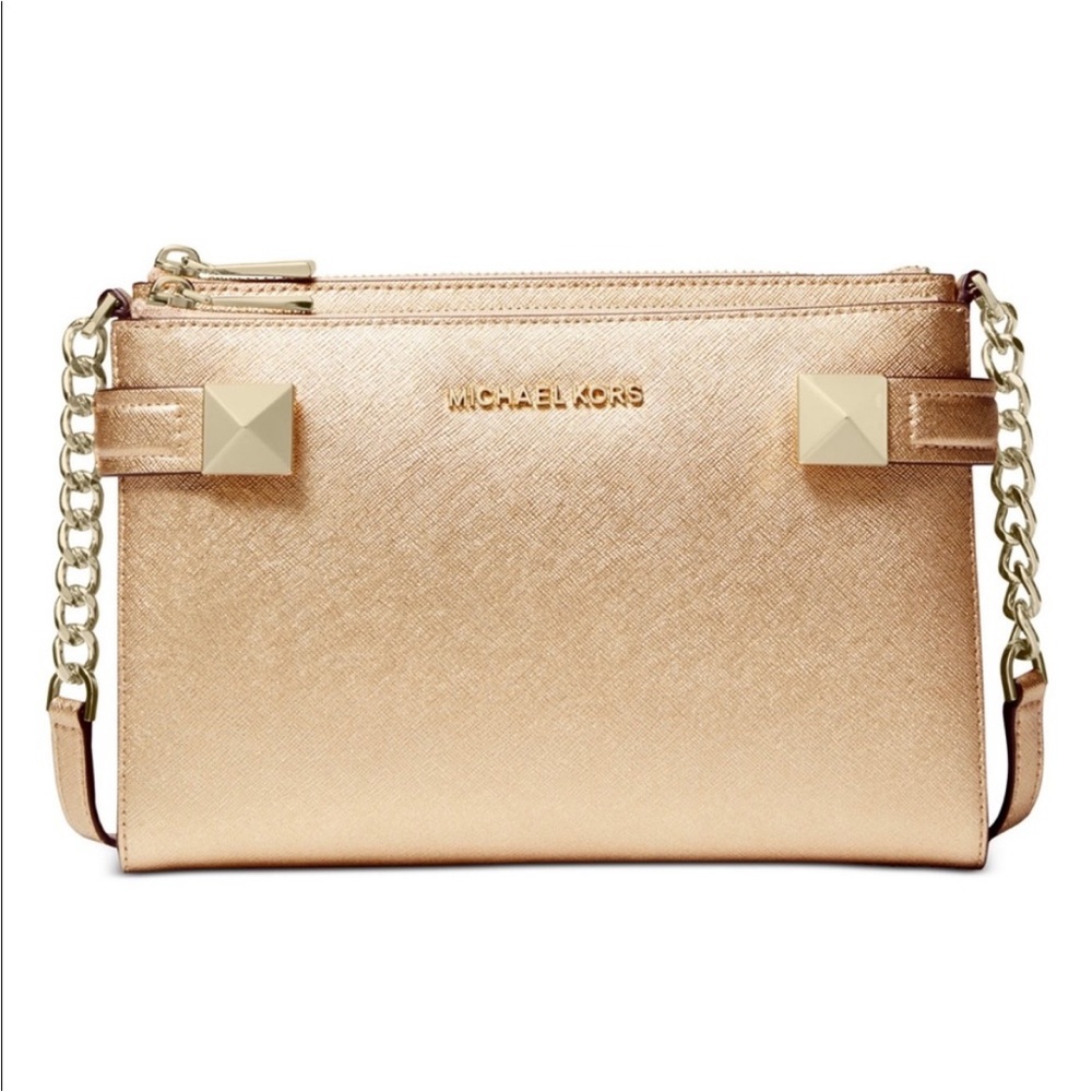New Micheal Kors Karla metallic leather crossbody
